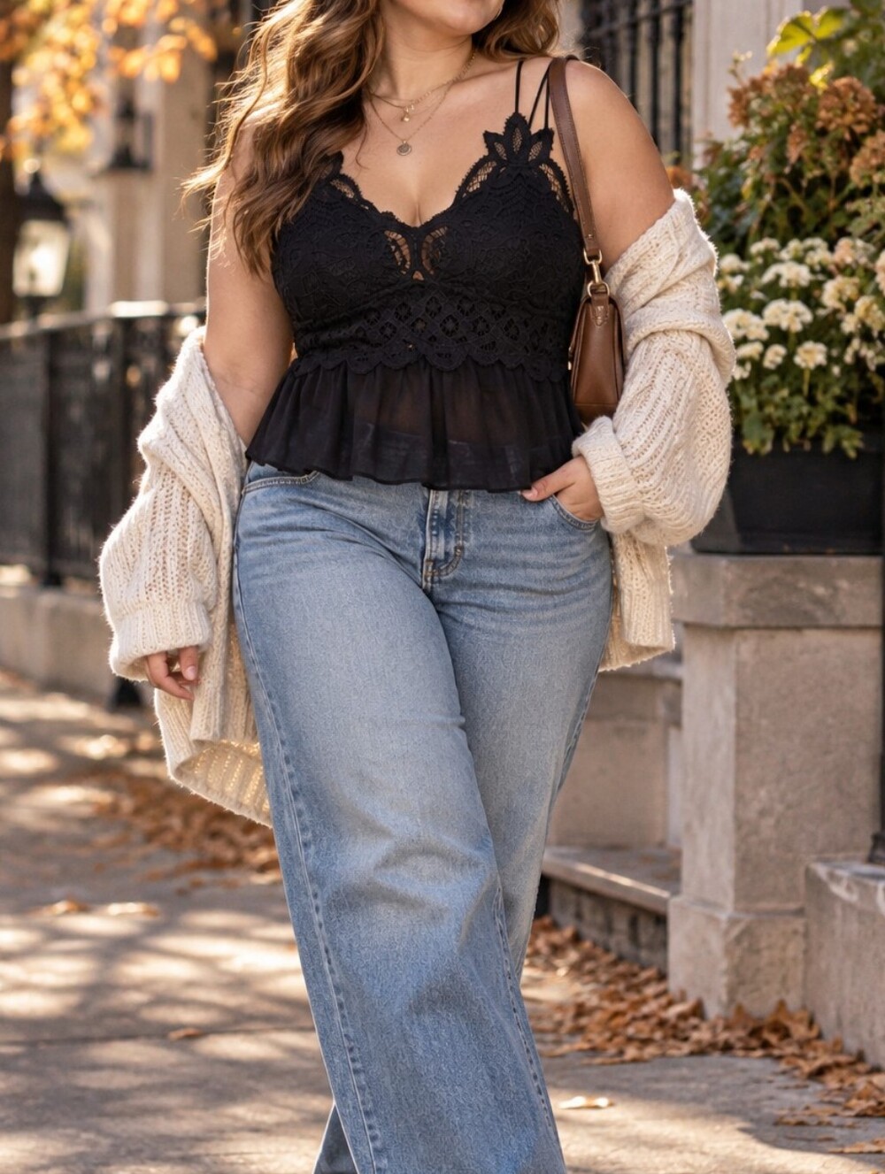 Ardene Black Crochet Lace Strappy Cami Top Boho Y2K Romantic Minimalist